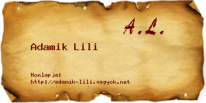 Adamik Lili névjegykártya
